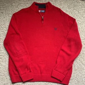 Chaps Red half zip sweater. 100% Cotton.